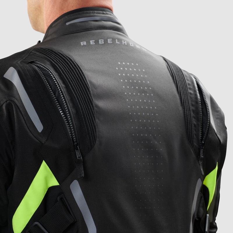Bunda na motorku Rebelhorn Hiker IV černo-antracitovo-fluo žlutá