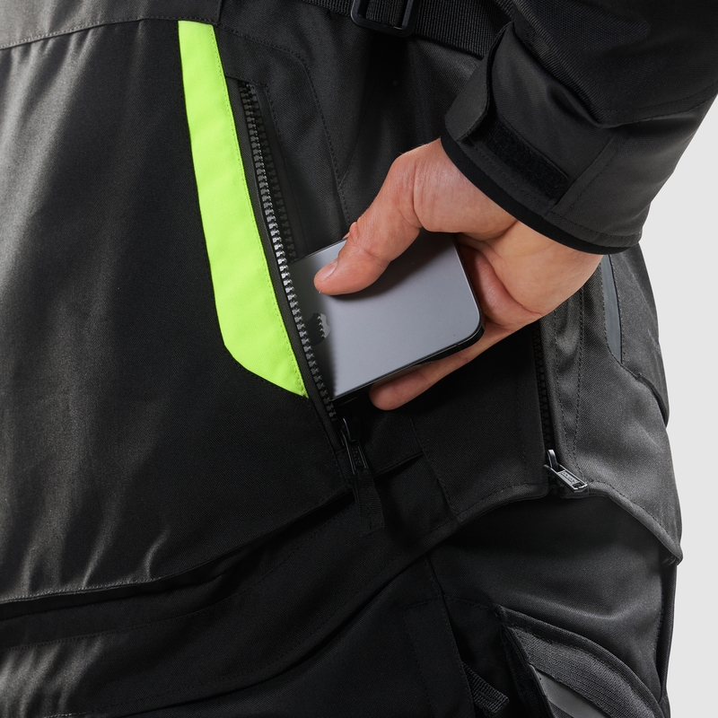 Bunda na motorku Rebelhorn Hiker IV černo-antracitovo-fluo žlutá