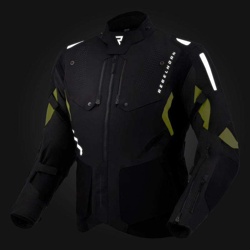 Bunda na motorku Rebelhorn Hiker IV černo-antracitovo-fluo žlutá