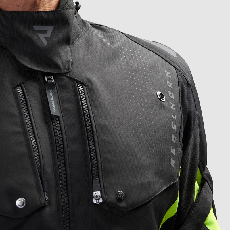 Bunda na motorku Rebelhorn Hiker IV černo-antracitovo-fluo žlutá