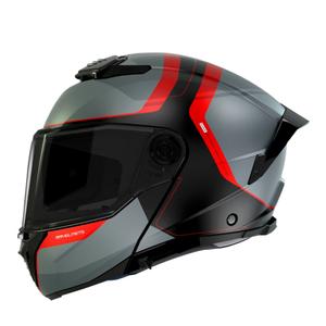 Vyklápěcí helma na motorku MT ATOM 2 SV EMALLA B15 matná šedo-černo-červená