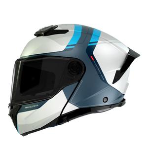Vyklápěcí helma na motorku MT ATOM 2 SV EMALLA C17 matná bílo-modro-tyrkysová