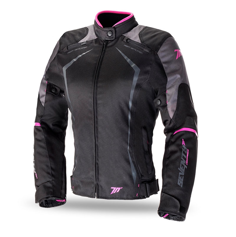 Dámská bunda na motorku SEVENTY DEGREES SD-JR49 černo-růžová Velikost: S
