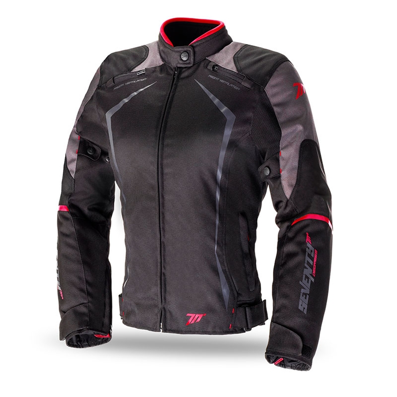 Dámská bunda na motorku SEVENTY DEGREES SD-JR49 černo-červená