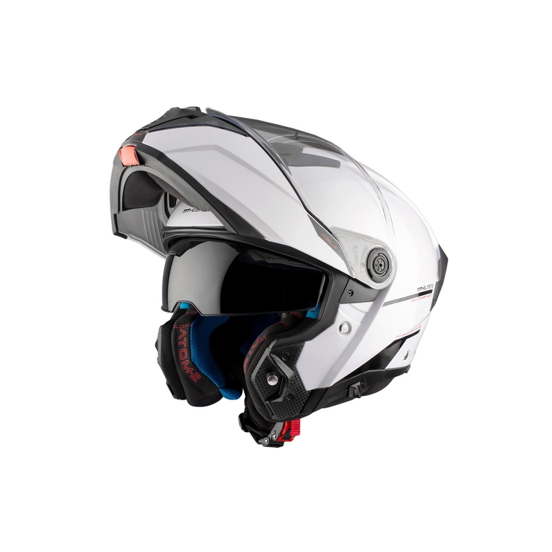 Vyklápěcí helma na motorku MT ATOM 2 SV SOLID A0 bílá lesklá