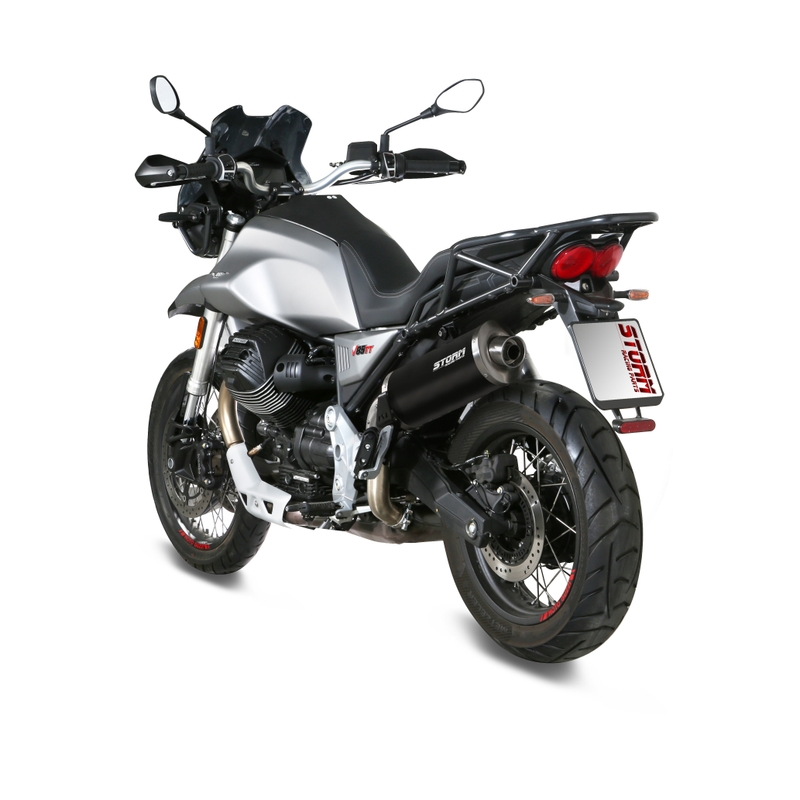 Koncovka výfuku STORM OVAL Černá nerezová ocel pro MOTO GUZZI V 85 TT 850 / Travel 2019-2024