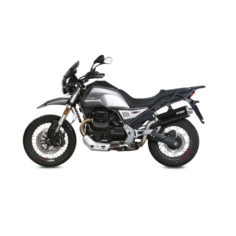 Koncovka výfuku STORM OVAL Černá nerezová ocel pro MOTO GUZZI V 85 TT 850 / Travel 2019-2024