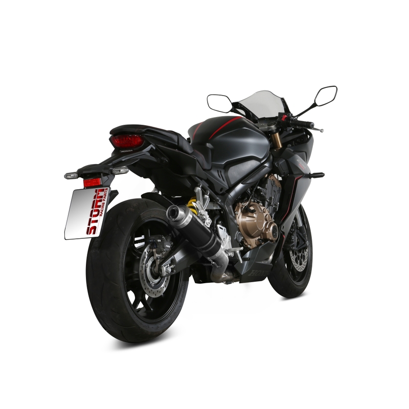 Výfuk kompletní 4x2x1 STORM GP Černá ocel pro HONDA CB 650 R 2019-2023, HONDA CBR 650 R 2019-2023