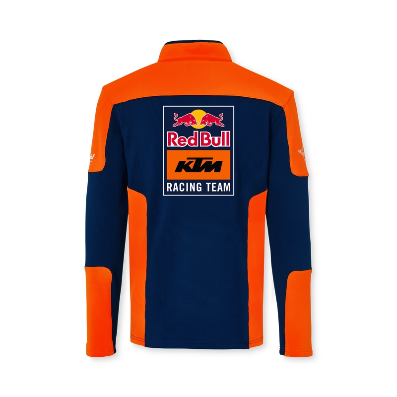 Svetr KTM Replica Team s polovičním zipem modro-oranžový výprodej