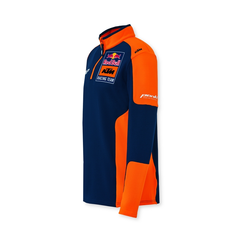 Svetr KTM Replica Team s polovičním zipem modro-oranžový výprodej