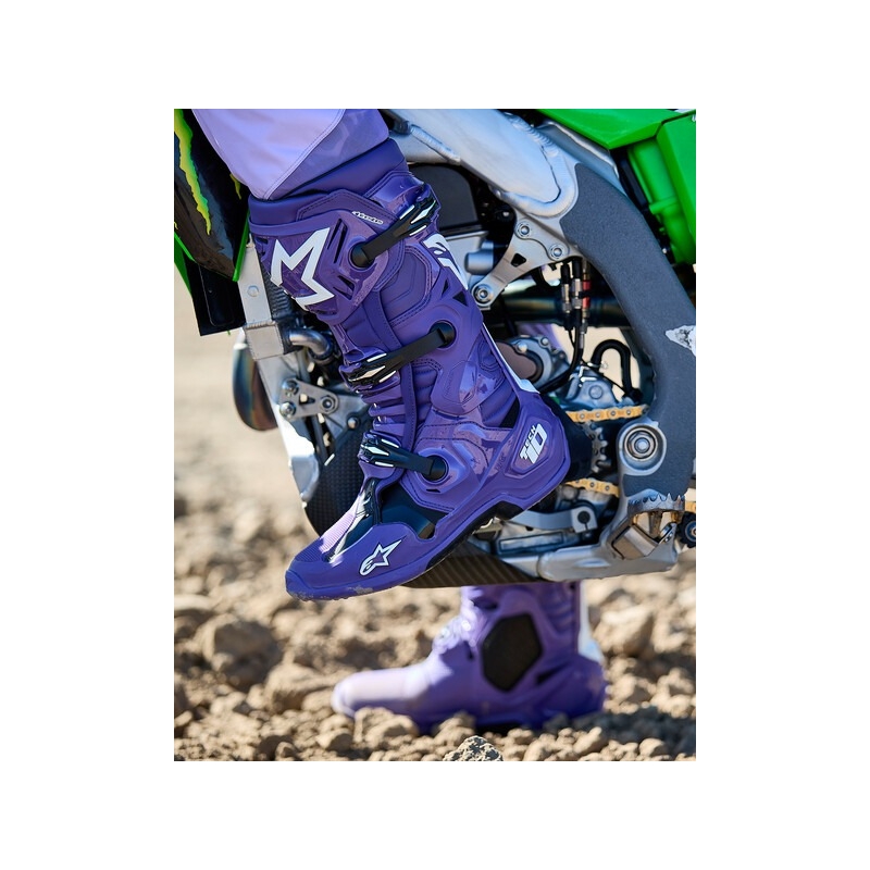 Boty na motorku Alpinestars Tech 10 fialovo-černo-bílé