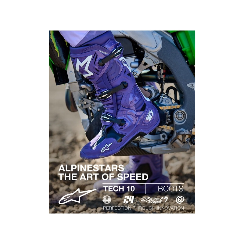 Boty na motorku Alpinestars Tech 10 fialovo-černo-bílé