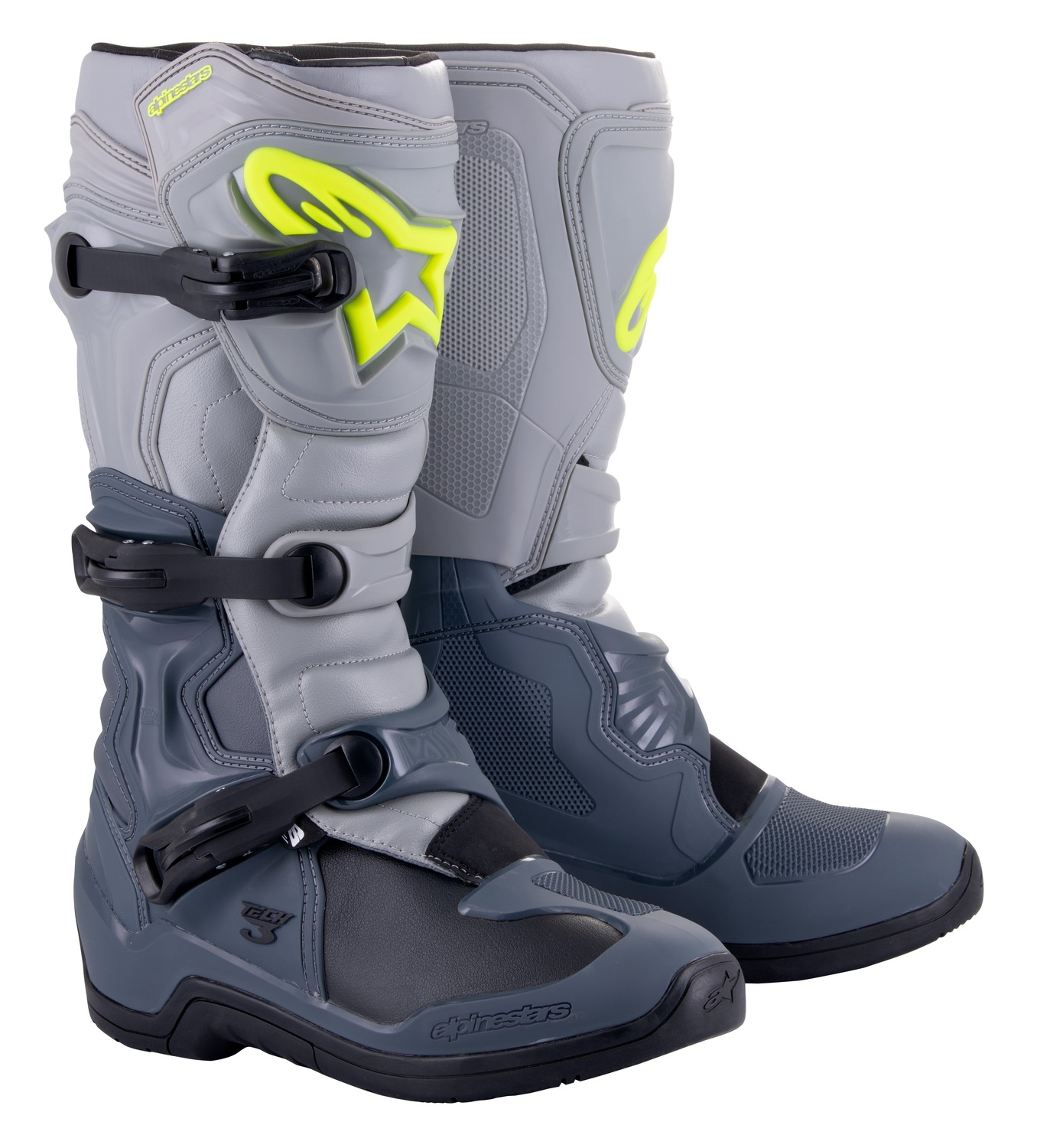 Boty na motorku Alpinestars Tech 3 světle šedo-černo-fluo žluté Velikost: 45,5
