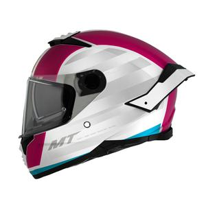 Integrální helma na motorku MT THUNDER 4 SV TREADS C8 bílo-růžová