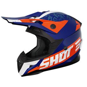 Motokrosová helma na motorku Shot Pulse Airfit modro-bílo-oranžová lesklá