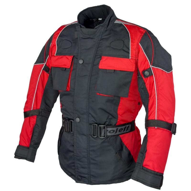 Dětská bunda na motorku Roleff Taslan černo-červená