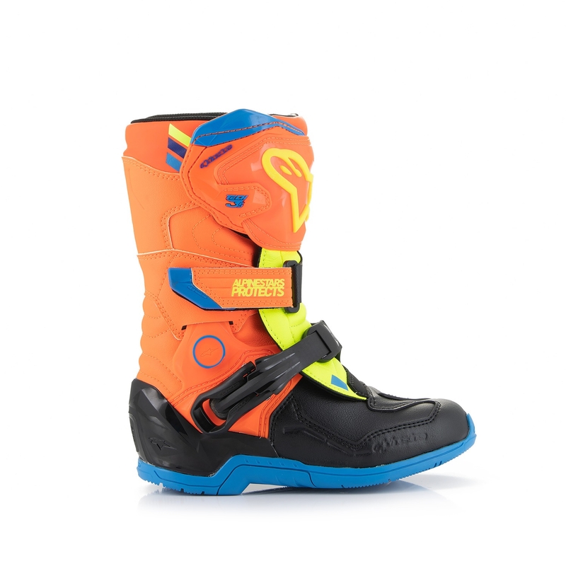 Dětské boty na motorku Alpinestars Tech 3S Kids 2024 fluo oranžovo-modro-fluo žluto-černé