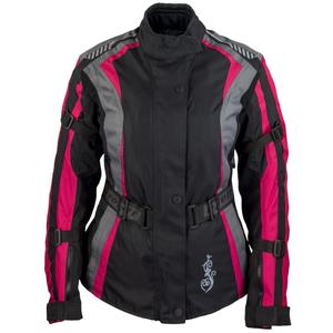 Moto bunda dámská Roleff Estretta černo-růžovo-šedá