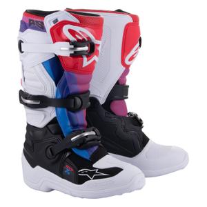 Dětské motokrosové boty Alpinestars Tech 7 S 2024 bílo-černo-červeno-modro-fialové