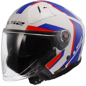 Otevřená helma na motorku LS2 OF603 Infinity II Focus bílo-modro-červená