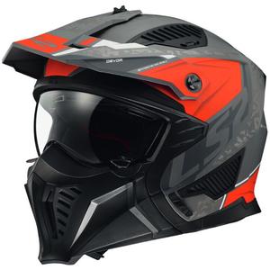 Helma na motorku LS2 OF606 Drifter Devor stříbrno-titanovo-červená