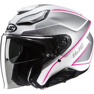 Otevřená helma na motorku HJC F31 Ludi MC8 bílo-šedo-růžová