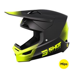 Motokrosová helma Shot Race Raw černo-fluo žlutá matná
