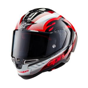 Integrální helma na motorku Alpinestars Supertech R-10 Team 2024 carbon červeno-bílá