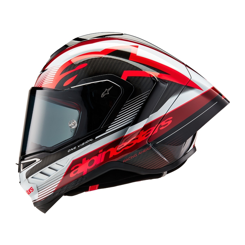 Integrální helma na motorku Alpinestars Supertech R-10 Team 2024 carbon červeno-bílá