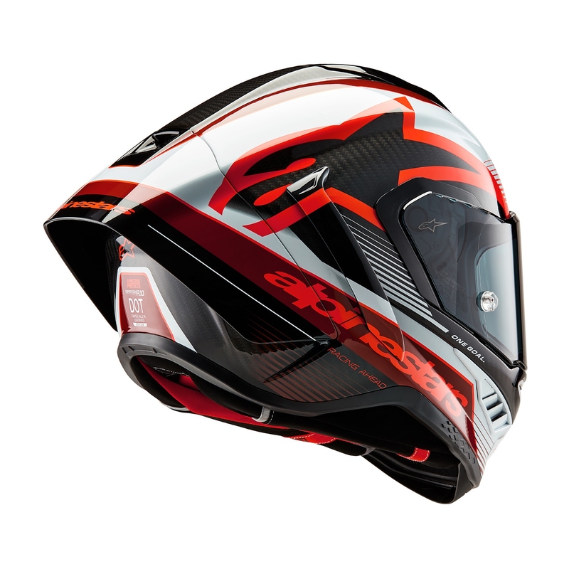 Integrální helma na motorku Alpinestars Supertech R-10 Team 2024 carbon červeno-bílá
