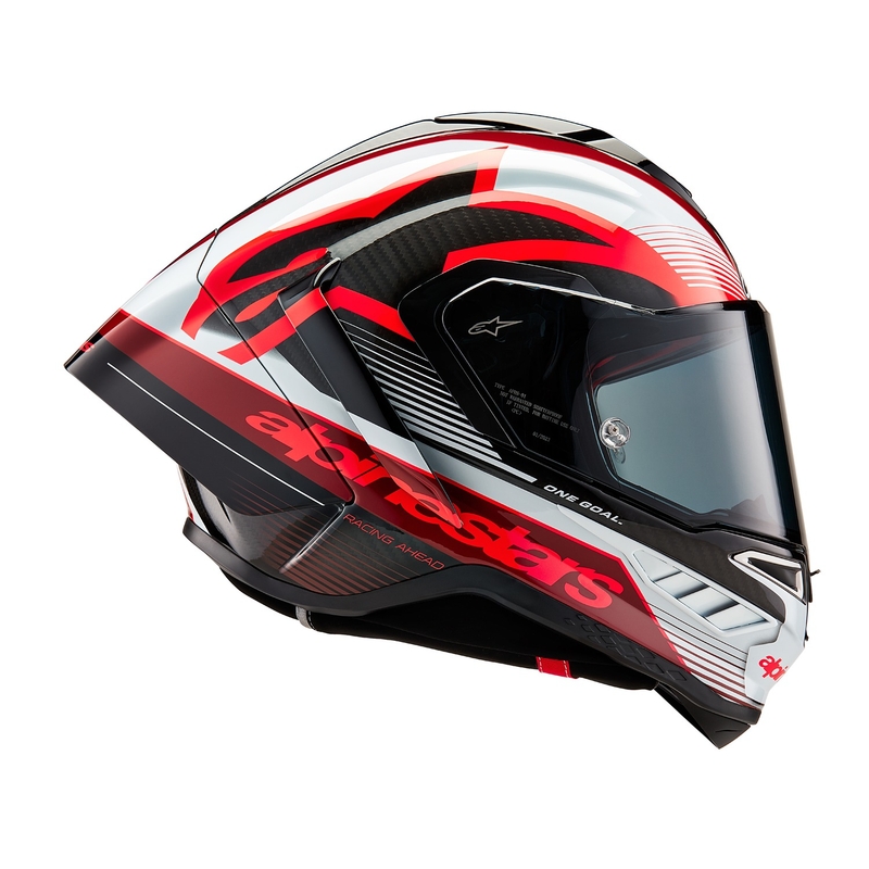 Integrální helma na motorku Alpinestars Supertech R-10 Team 2024 carbon červeno-bílá