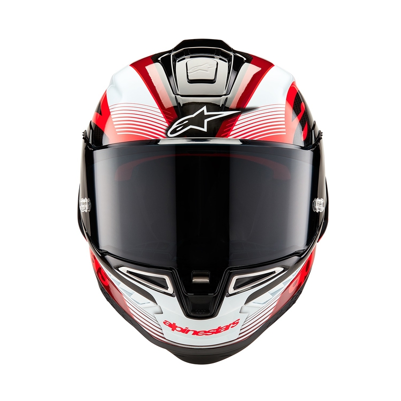 Integrální helma na motorku Alpinestars Supertech R-10 Team 2024 carbon červeno-bílá
