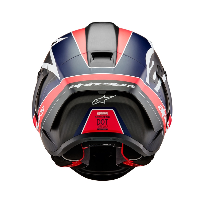 Integrální helma na motorku Alpinestars Supertech R-10 Team carbon fluo červeno-modro-bílá matná