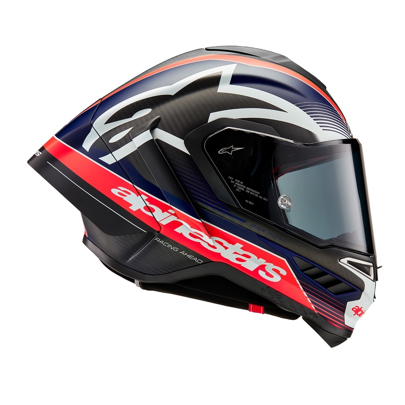 Integrální helma na motorku Alpinestars Supertech R-10 Team carbon fluo červeno-modro-bílá matná