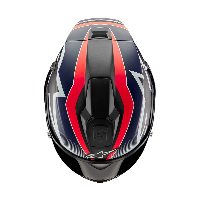 Integrální helma na motorku Alpinestars Supertech R-10 Team carbon fluo červeno-modro-bílá matná
