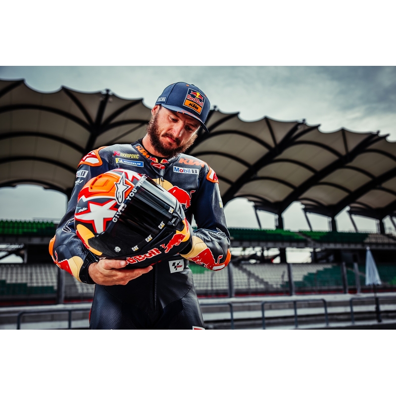 Integrální helma na motorku Alpinestars Supertech R-10 Team carbon fluo červeno-modro-bílá matná