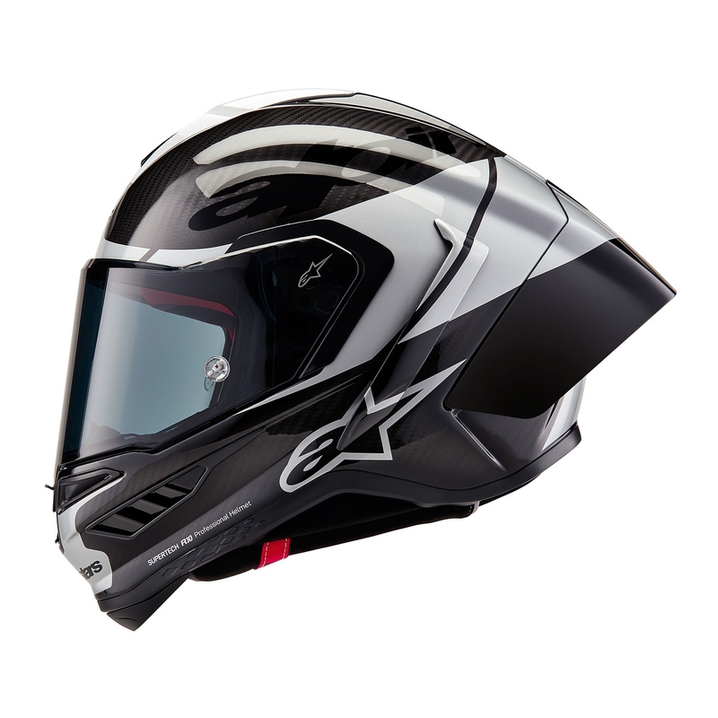 Integrální helma na motorku Alpinestars Supertech R-10 Element carbon stříbrno-černá