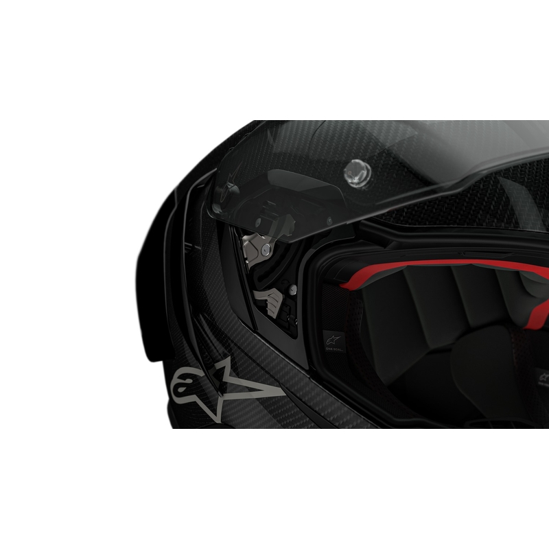 Integrální helma na motorku Alpinestars Supertech R-10 Element 2024 carbon fluo červeno-bílá