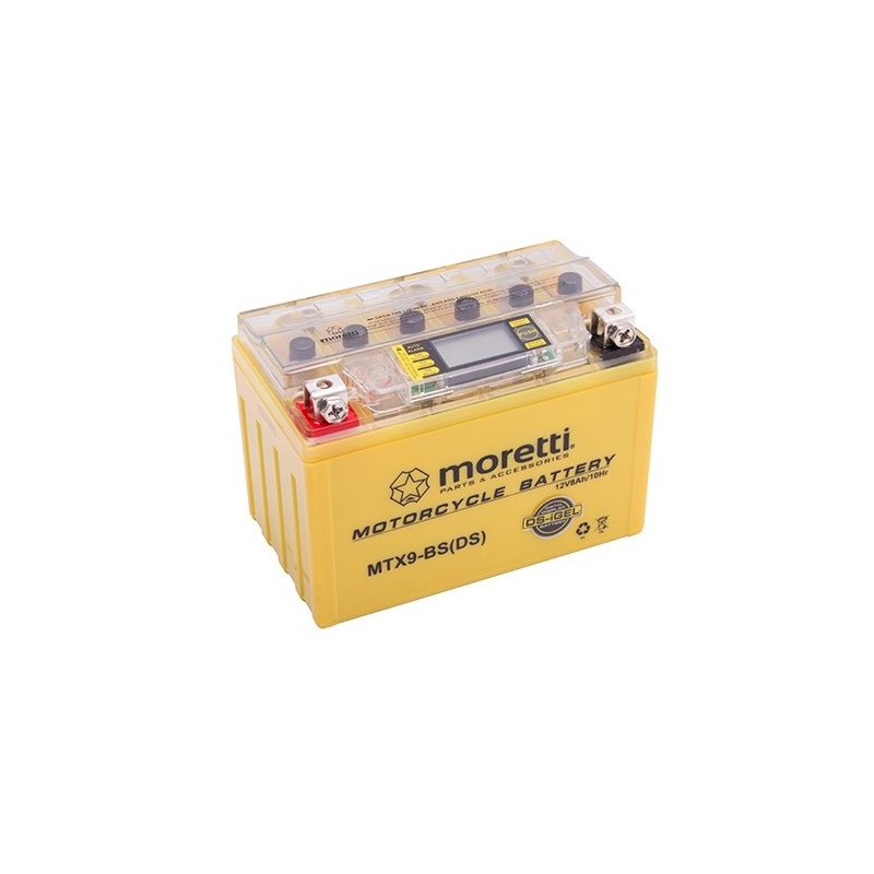 Bezúdržbová gelová baterie Moretti MTX9-BS, 12V 8Ah s měřičem napětí