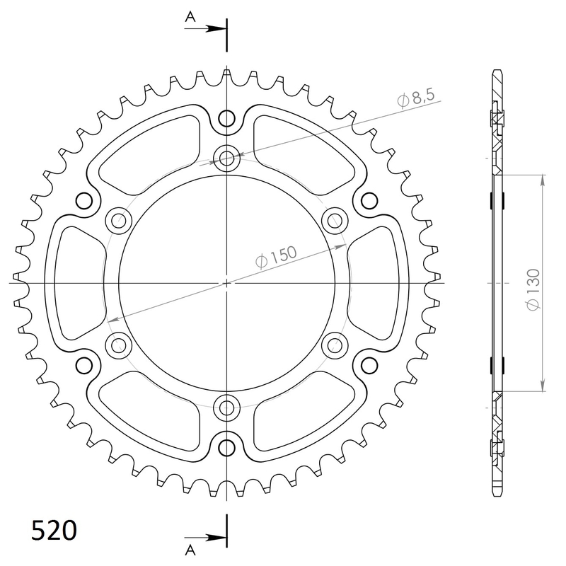 Rozeta SUPERSPROX STEALTH zlatá 49 zubů, 520