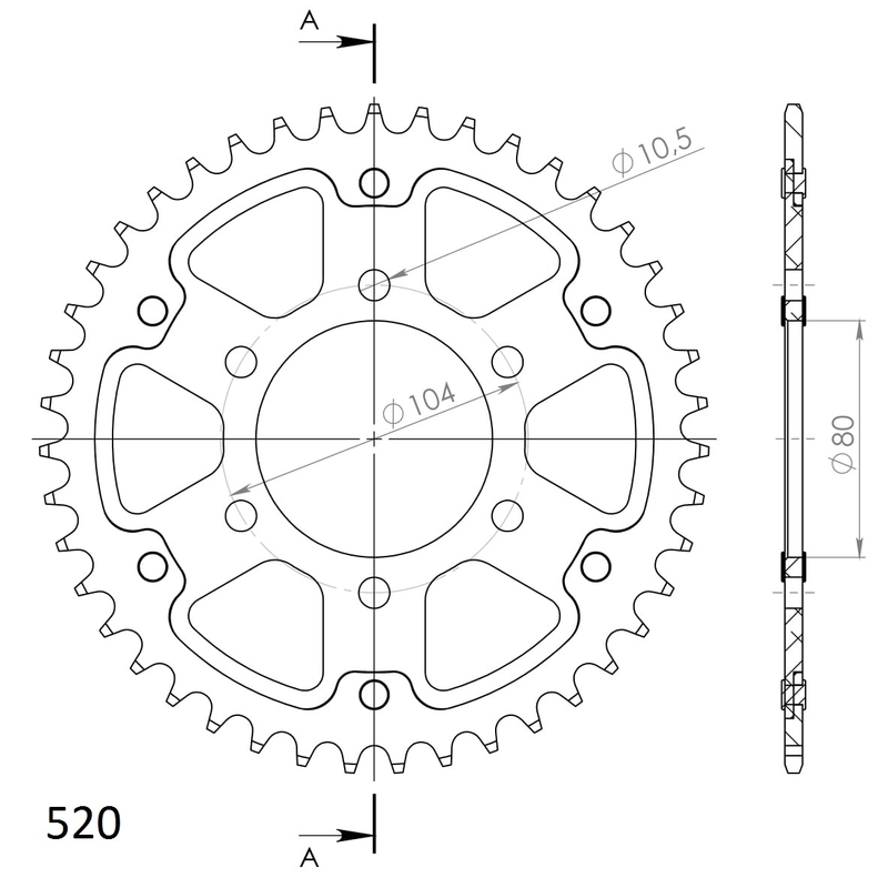 Rozeta SUPERSPROX STEALTH zlatá 43 zubů, 520