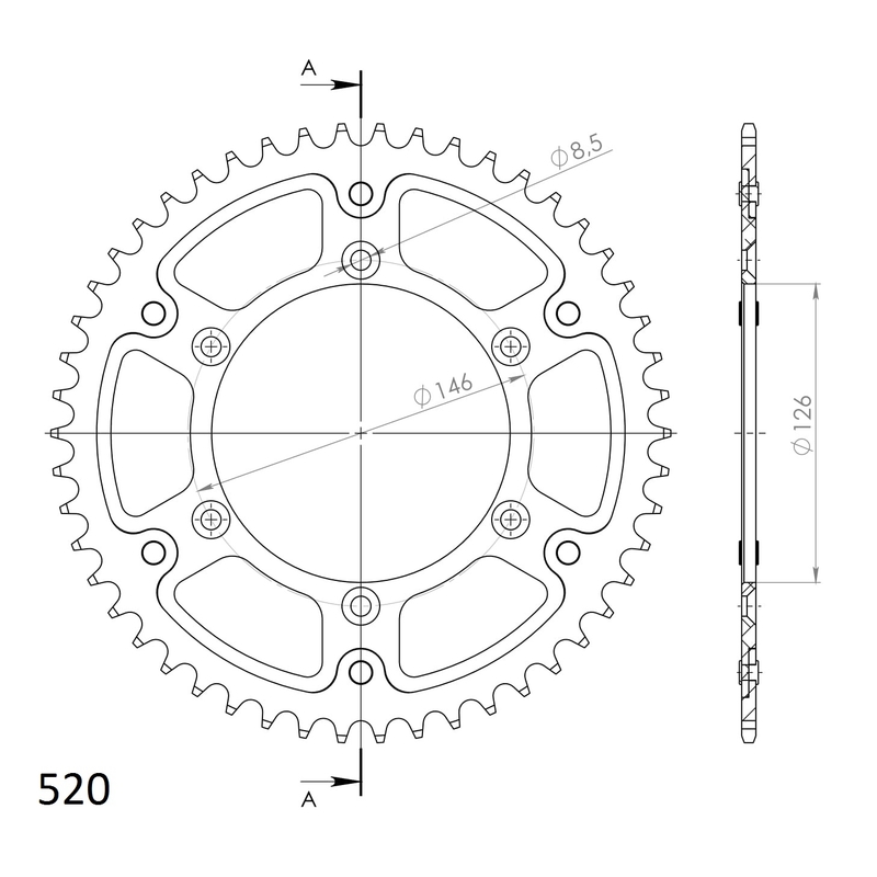 Rozeta SUPERSPROX STEALTH zlatá 49 zubů, 520