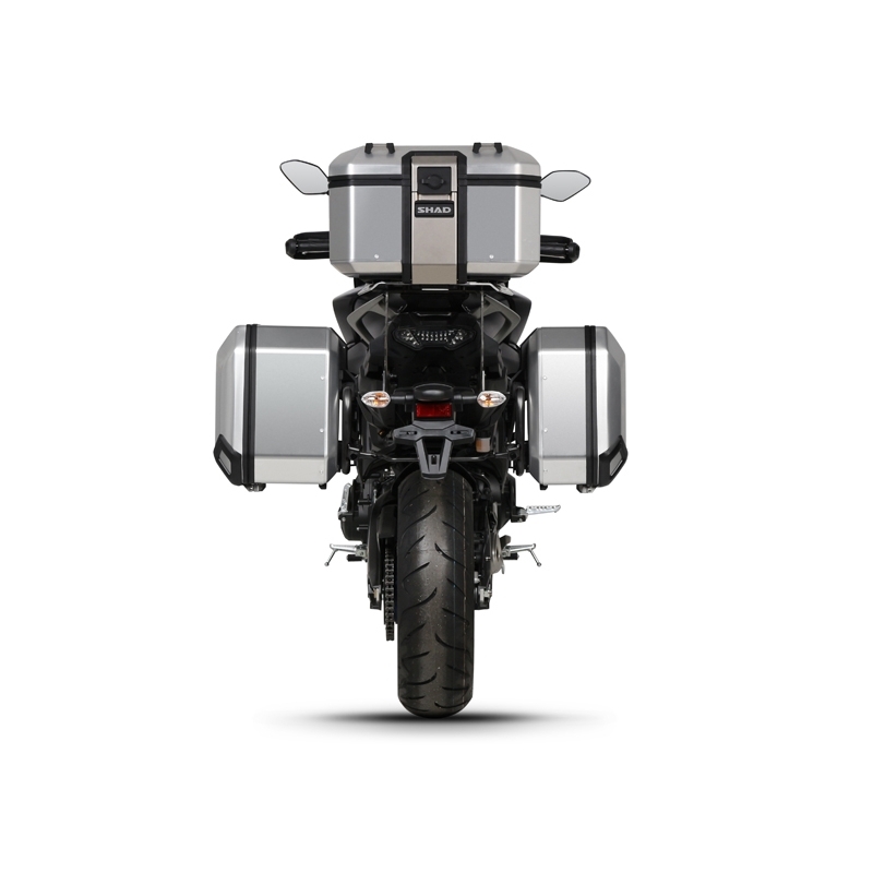 Kompletní sada černých hliníkových kufrů SHAD TERRA BLACK, 37L topcase   36L/47L boční kufry, včetně montážní sady a plotny SHAD YAMAHA MT-09 Tracer / Tracer 900