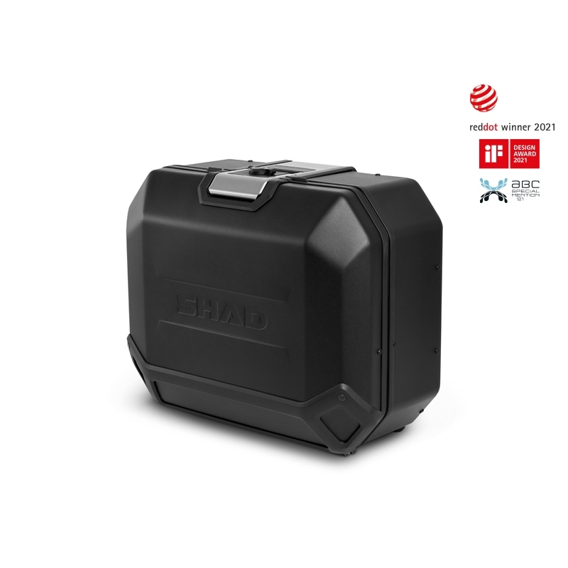 Kompletní sada černých hliníkových kufrů SHAD TERRA BLACK , 48L topcase 36L/36L boční kufry, včetně montážní sady a plotny SHAD SUZUKI DL 650 V-Strom