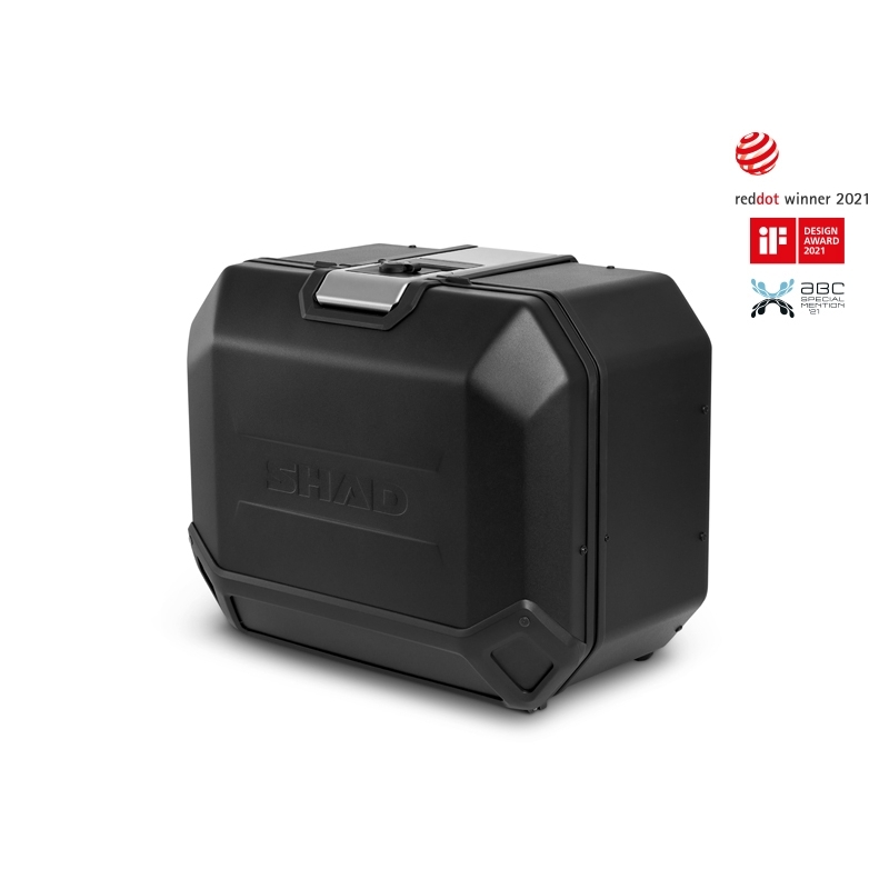 Kompletní sada černých hliníkových kufrů SHAD TERRA BLACK , 48L topcase 47L/47L boční kufry, včetně montážní sady a plotny SHAD SUZUKI DL 650 V-Strom