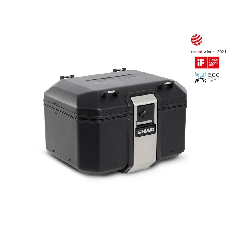 Kompletní sada černých hliníkových kufrů SHAD TERRA BLACK , 48L topcase 47L/47L boční kufry, včetně montážní sady a plotny SHAD SUZUKI DL 1000 V-Strom/ DL 1050 V-Strom