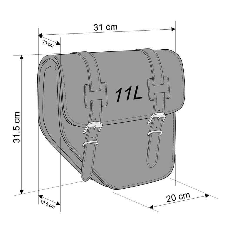 Kožená sedlová brašna CUSTOMACCES IBIZA černý right, with side metal base + universal support