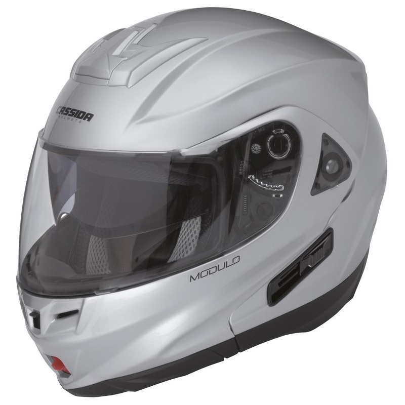 Vyklápěcí přilba na motorku Cassida Modulo - stříbrná výprodej