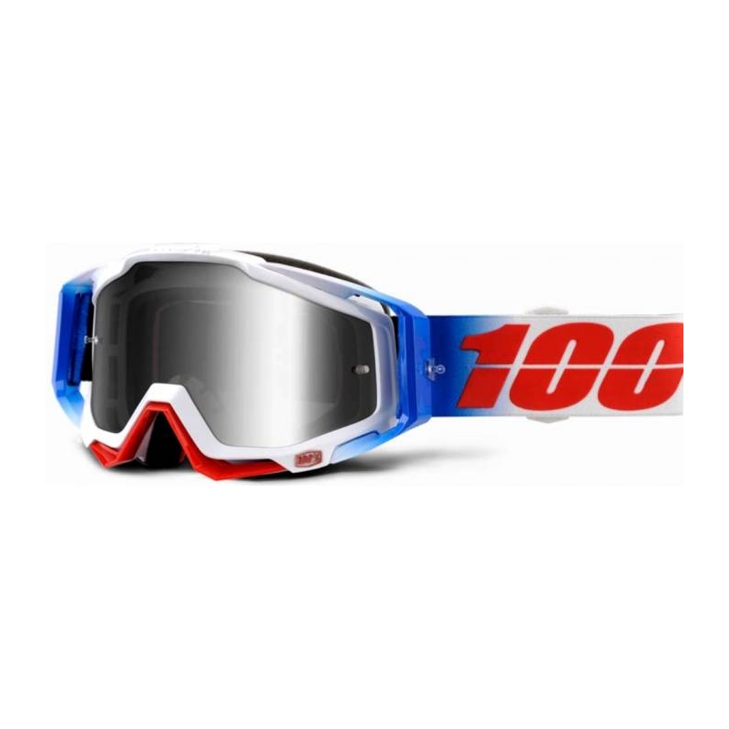 Brýle 100% Racecraft Fourth modro-bílo-červené (stříbrné chrom plexi + čiré plexi)