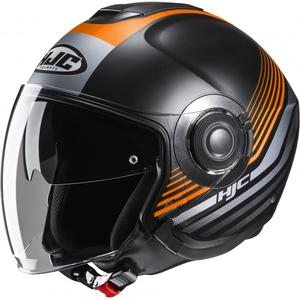 Otevřená helma na motorku HJC i40N Dova MC7SF černo-šedo-oranžová
